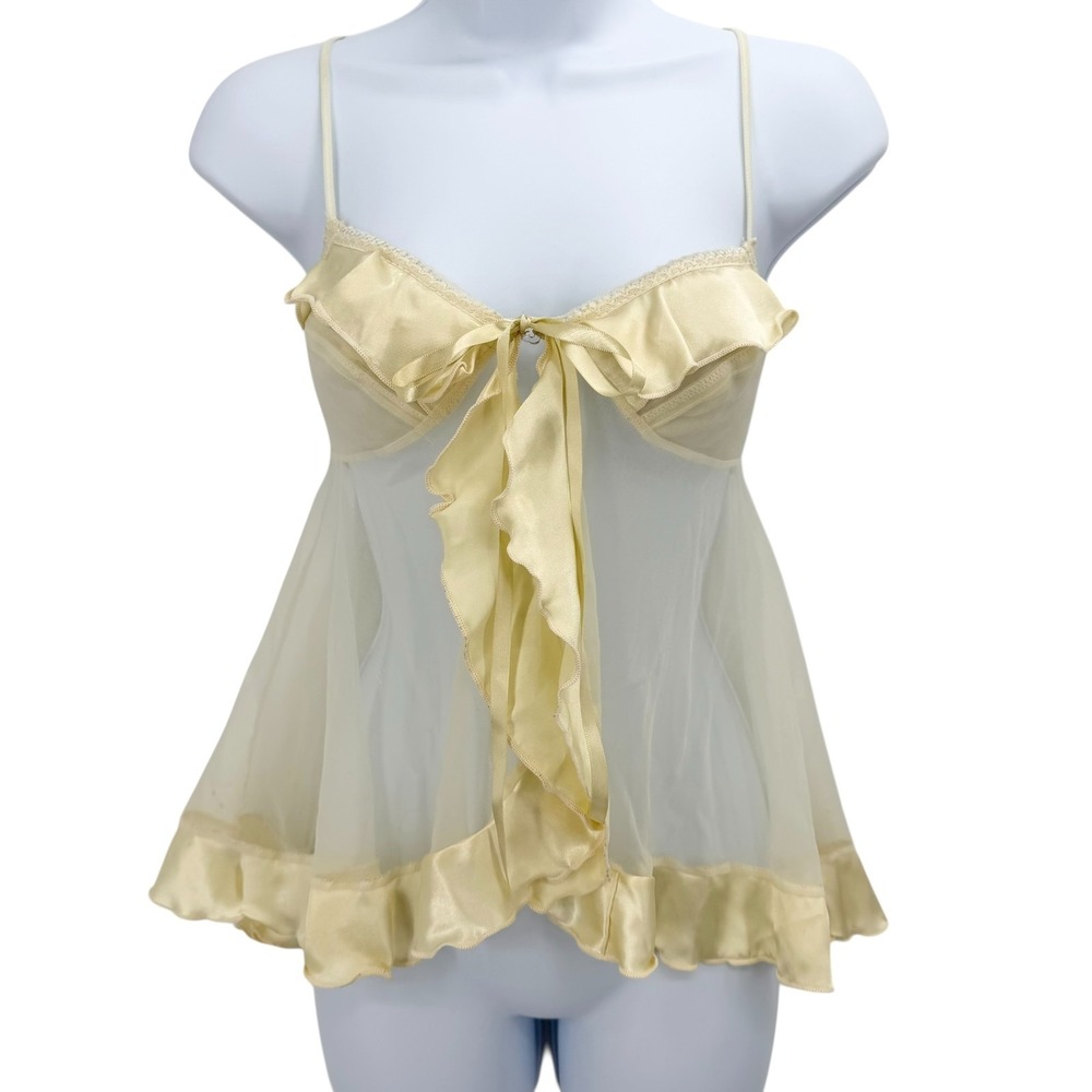 Vintage Inner Most Babydoll Tank Top Size XS Chemise Sheer Ruffle Lingerie